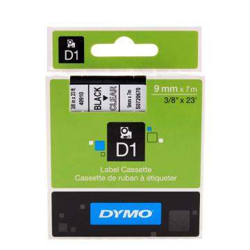 DYMO 商用D1电子标签带，SC40910 透明底/黑字 9mm*7m 售卖规格：1卷