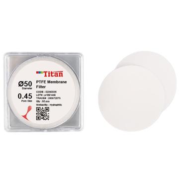 泰坦 微孔滤膜 疏水聚四氟乙烯（PTFE） 0.45μm 5cm，1盒（50片/小盒,100片/盒）FXLM-0016 售卖规格：1盒