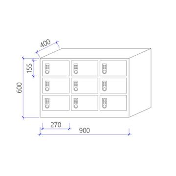西域推荐 鞋柜，304不锈钢电子密码锁九门鞋柜 ，900*400*600，板厚0.6mm