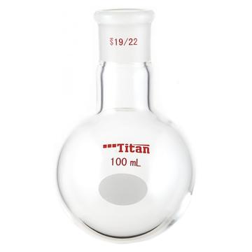 泰坦 单颈圆底球瓶，厚壁高强度，磨口：19/22，100ml 特优级 爆款，TF309100 售卖规格：1个