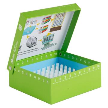 Cryomax 纸质冻存盒，绿色、翻盖、塑料10*10分格、2.0ml内旋管&1.6ml外旋管适用，IRBOX-2100-G 售卖规格：50只/箱