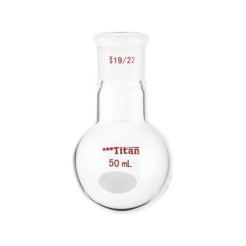 泰坦 单颈圆底球瓶，厚壁高强度，磨口：19/22，50ml 特优级 爆款，TF301950 售卖规格：1个