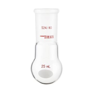 泰坦 单颈圆底球瓶，厚壁高强度，磨口：24/40，25ml 特优级，TF302425 售卖规格：1个