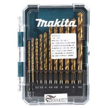 牧田/makita 13支套装镀钛高速钢麻花钻套装，D-72855 1.5-6.5mm 售卖规格：1套