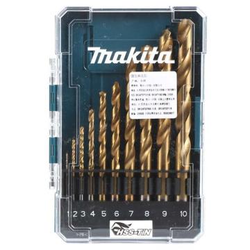 牧田/makita 10支套装镀钛高速钢麻花钻套装，D-72849 1-10mm 售卖规格：1套