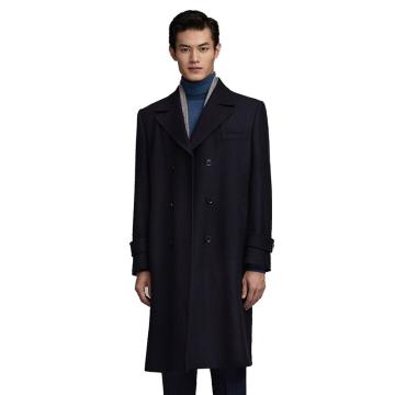 蒂夫曼 工作高档羊绒大衣，90%毛+10%羊绒，深蓝净面