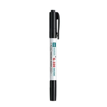 GEEMARKER 小双头记号笔，G-320黑色 防水低氯核电工业笔标记笔 粗头1.0mm细头0.5mm 售卖规格：1支