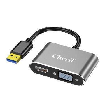 创乘/Checil USB3.0转HDMI+VGA转换器，CT030G 合金灰 售卖规格：1只