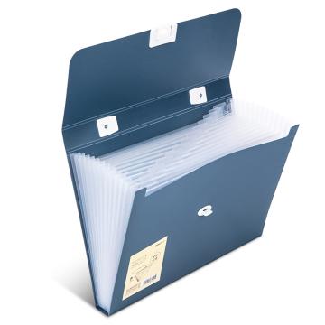 得力(deli) 13格A4手提风琴包， 多层文件夹收纳资料册 文件保护 深蓝72593 单位：个