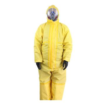 汉盾 黄色带帽连体式工业防化服，HD-BP618，S 售卖规格：1件