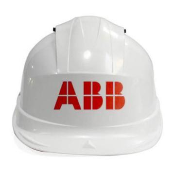 代尔塔 抗紫外线安全帽 白 插片式含下额带，102012-BC 前印红“ABB”logo（同系列60顶起订）