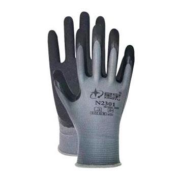 星宇 涤纶丁腈磨砂防滑手套，N2301，均码（12的倍数下单） 灰色边 售卖规格：1双