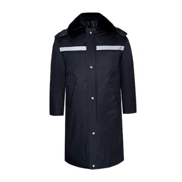 安赛瑞 加长款防寒保安大衣，300161 加厚 黑色 带反光条，180 售卖规格：1套