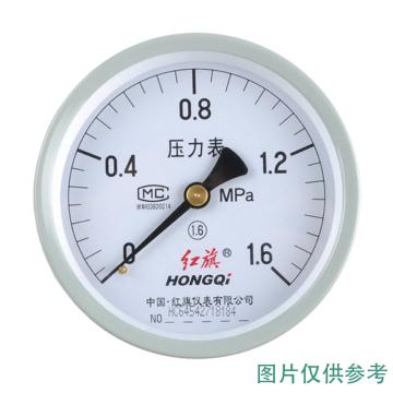 红旗 耐震压力表，YTN-40Z 碳钢＋铜,轴向不带边,M10*1,0~6.0MPa 售卖规格：1台