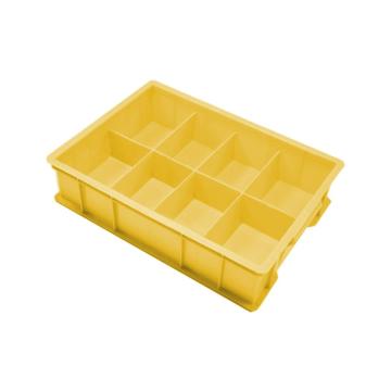 英达斯贝克 塑料固定式分格周转箱，大号8格-黄色 外尺寸:440×320×100mm 售卖规格：1个