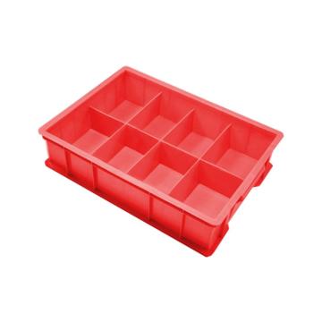 英达斯贝克 塑料固定式分格周转箱，大号8格-红色 外尺寸:440×320×100mm 售卖规格：1个