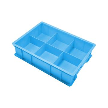 英达斯贝克 塑料固定式分格周转箱，大号6格-天蓝色 外尺寸:440×320×100mm 售卖规格：1个