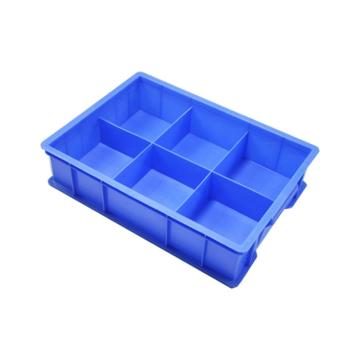 英达斯贝克 塑料固定式分格周转箱，大号6格-蓝色 外尺寸:440×320×100mm 售卖规格：1个