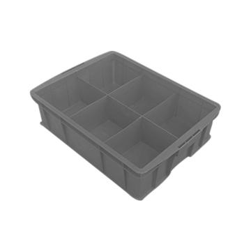 英达斯贝克 塑料固定式分格周转箱，570六格箱-灰色 外尺寸:565×420×155mm 售卖规格：1个
