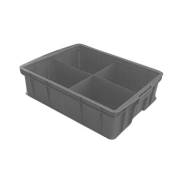 英达斯贝克 塑料固定式分格周转箱，590四格箱-灰色 外尺寸:590×385×145mm 售卖规格：1个