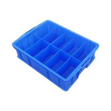 英达斯贝克 塑料固定式分格周转箱，590十格箱-蓝色 外尺寸:590×385×145mm 售卖规格：1个