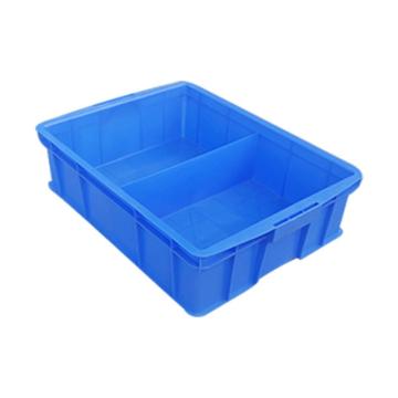 英达斯贝克 塑料固定式分格周转箱，590二格箱-蓝色 外尺寸:590×385×145mm 售卖规格：1个