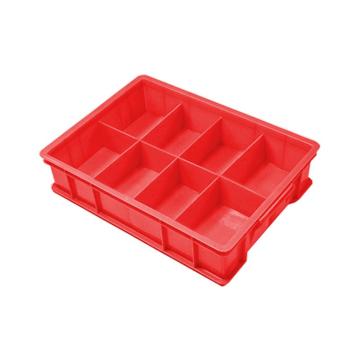 英达斯贝克 塑料固定式分格周转箱，中号8格-红色 外尺寸:370×275×83mm 售卖规格：1个