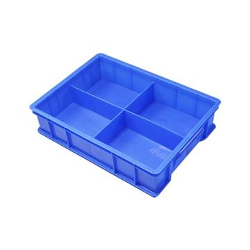 英达斯贝克 塑料固定式分格周转箱，中号4格-蓝色 外尺寸:370×275×83mm 售卖规格：1个