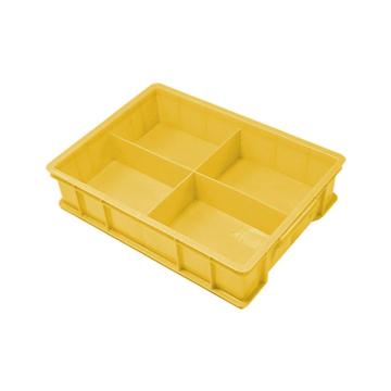 英达斯贝克 塑料固定式分格周转箱，中号4格-黄色 外尺寸:370×275×83mm 售卖规格：1个