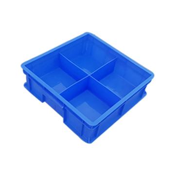 英达斯贝克 塑料固定式分格周转箱，方4格-蓝色 外尺寸:360×360×110mm 售卖规格：1个