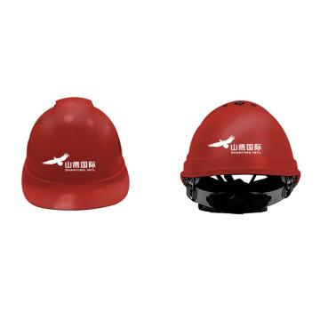 Raxwell定制Breathe安全帽（红色），前后侧各印“山鹰国际"logo，插扣式