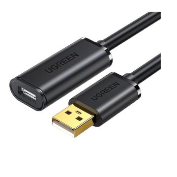 绿联USB延长线 2.0公对母数据线 无线网卡打印机摄像头加长线 带信号放大器工程级 5米 黑色 10319