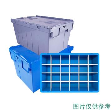 Raxwell 斜插系列蓝色周转箱TK64365,外尺寸(mm)::600×400×365,带24分格板，RHSS4244 售卖规格：1个