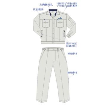 京澜 夏季纯棉工作服套装，翻领夹克款，米灰色，160-195