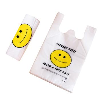 安赛瑞 手提笑脸背心塑料袋，26×40cm，200个装，24984