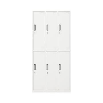 Raxwell 六门更衣柜，900宽*420深*1800高 灰白色 钢板厚度为0.7mm