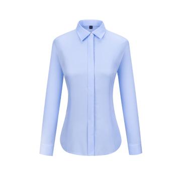 笙谷 长袖商务衬衫，XGSLVD2021-40 女士浅蓝细斜100%棉成衣免烫长袖 售卖规格：1件
