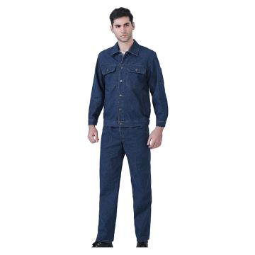 笙谷 牛仔服套装，XGDXX6-XL 80%精梳棉弹力夏季长袖，蓝色牛仔工作服 售卖规格：1套