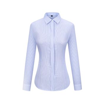 笙谷 长袖商务衬衫，XGSLVF2003-40 女士白底蓝条100%棉成衣免烫 售卖规格：1件