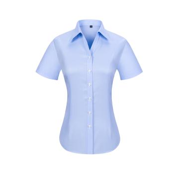 笙谷 短袖商务衬衫，XGSJVD2021-39 女士浅蓝细斜100%棉成衣免烫 售卖规格：1件