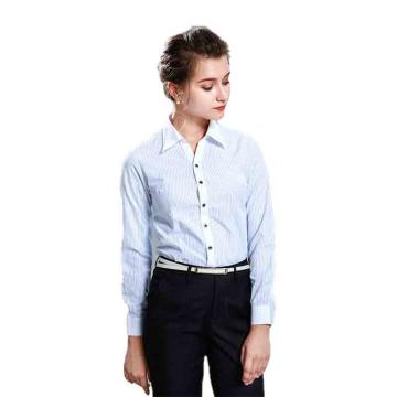 笙谷 长袖商务衬衫，XGVL306-40 女士蓝色条纹涤棉 售卖规格：1件