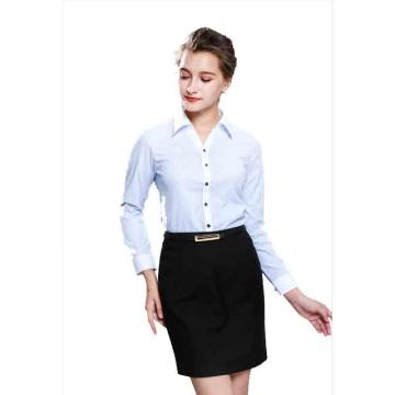 笙谷 长袖商务衬衫，XGVL701-40 女士蓝色条纹涤棉 售卖规格：1件
