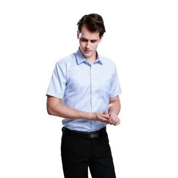 笙谷 短袖商务衬衫，XGGD1002-43 男士蓝色条纹100%棉液氨免烫 售卖规格：1件