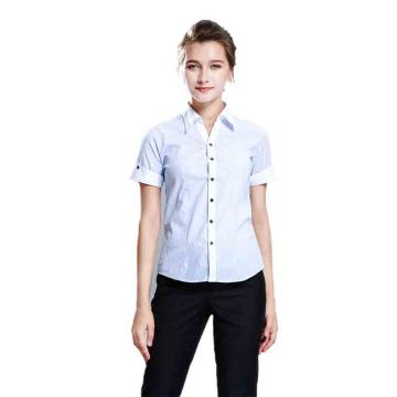 笙谷 短袖商务衬衫，XGVD701-37 女士蓝色条纹涤棉 售卖规格：1件