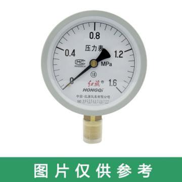 红旗 风机压力表，0-0.1MPA M10*1表盘直径60，铜，耐震，径向