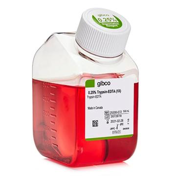 Gibco 胰蛋白酶-EDTA (0.25%)，含酚红，25200072 ，500ml 售卖规格：1瓶