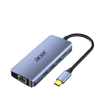 宏碁/ACER 扩展坞，C802-6E 太空灰铝壳 USB3.0X3 HDMIX1 千兆网口X1 PD充电口X1 0.2米 售卖规格：1盒
