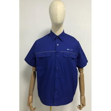 丹禾 海蓝色夏季工作服套装（长袖、短袖），100%全棉，32*32，定制