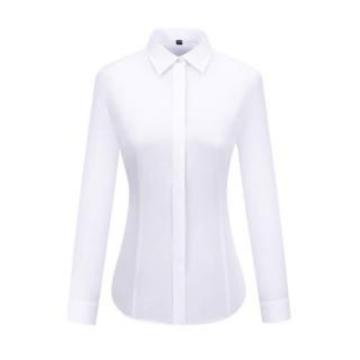 笙谷 女士白色100%棉成衣免烫长袖商务衬衫，XGSLVF2001-42