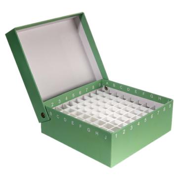 垒固 纸质冷冻管盒（81格翻盖式），绿色、1.5ml/2ml、塑料隔断，S-004814 售卖规格：1个